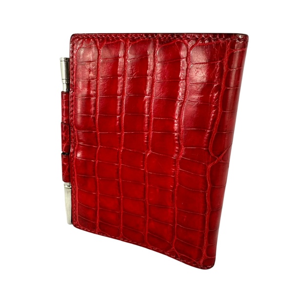Vintage HERMES Mini Red Alligator Agenda Cover 1 Sterling Silver Pen - Picture 1 of 16